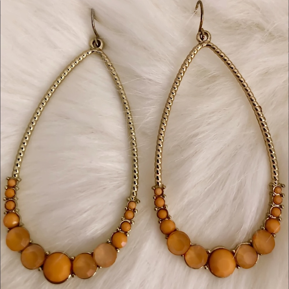 Peach & Gold Teardrop Earrings